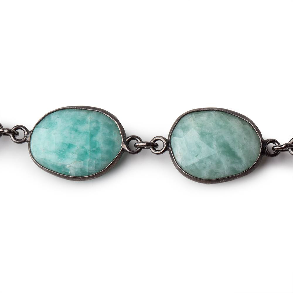 15x14mm Amazonite Nuggets on Black Gold .925 Bezeled Chain by the Foot (ONLINE ORDER ONLY)