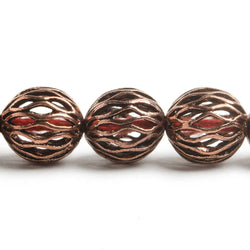 14.5mm Antiqued Copper Open Mesh Round Beads 8 inch 14 pieces (ONLINE ORDER ONLY)
