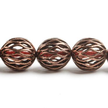 14.5mm Antiqued Copper Open Mesh Round Beads 8 inch 14 pieces (ONLINE ORDER ONLY)