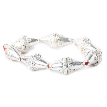 15x14mm Sterling Silver Plated Copper Cone with Granulated Bead and Circle Pyramid 8 inch 14 pcs (ONLINE ORDER ONLY)