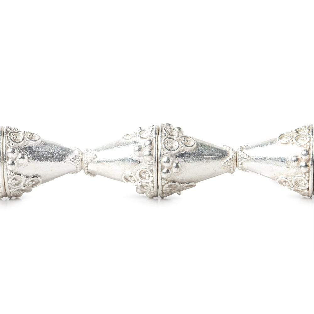 15x14mm Sterling Silver Plated Copper Cone with Granulated Bead and Circle Pyramid 8 inch 14 pcs (ONLINE ORDER ONLY)