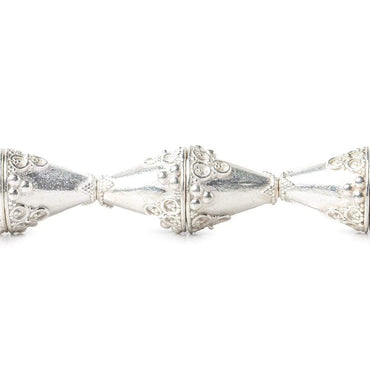 15x14mm Sterling Silver Plated Copper Cone with Granulated Bead and Circle Pyramid 8 inch 14 pcs (ONLINE ORDER ONLY)