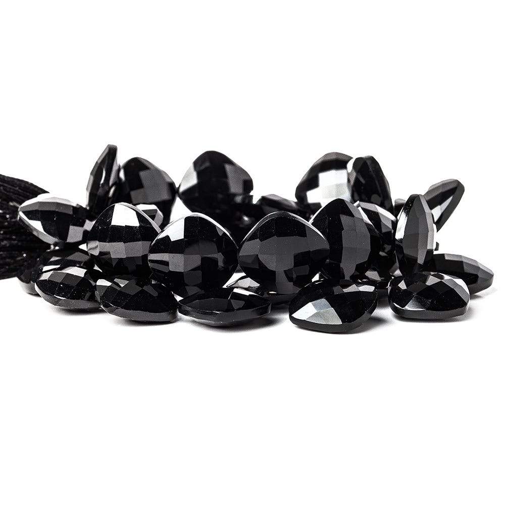 15.5x15.5mm Black Onyx corner drilled faceted pillow beads 8 inch 34 pieces AAA (ONLINE ORDER ONLY)