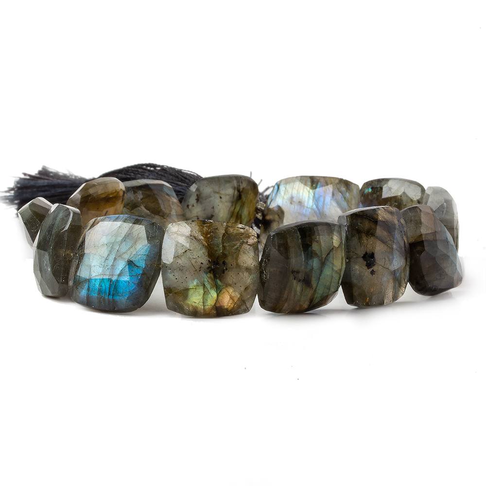 15x15-16x16mm Labradorite faceted square cushion beads 8 inch 13 pieces (ONLINE ORDER ONLY)