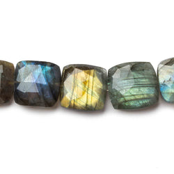 15x15-16x16mm Labradorite faceted square cushion beads 8 inch 13 pieces (ONLINE ORDER ONLY)