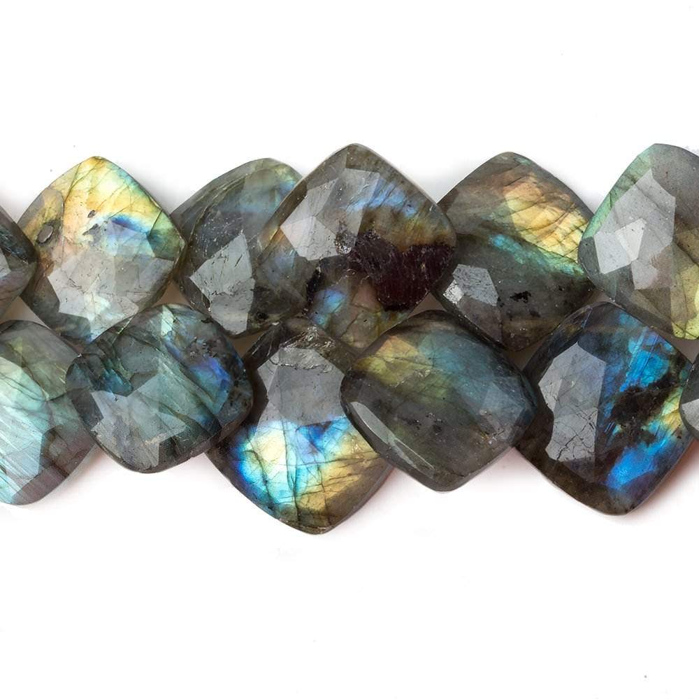 15x17mm Labradorite corner drilled faceted pillow beads 8 inch 22 pieces A (ONLINE ORDER ONLY)