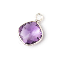 15x15mm .925 Silver Bezel Amethyst Faceted Pillow Pendant 1 piece (ONLINE ORDER ONLY)