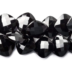 15x15mm Black Onyx corner drilled faceted pillow beads 8 inch 34 pieces AAA (ONLINE ORDER ONLY)
