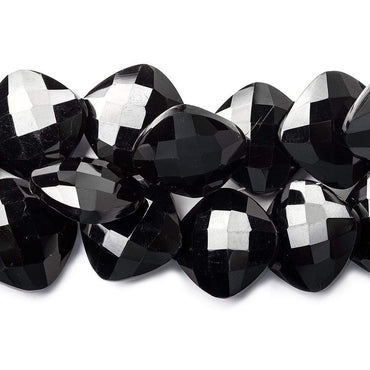 15x15mm Black Onyx corner drilled faceted pillow beads 8 inch 34 pieces AAA (ONLINE ORDER ONLY)