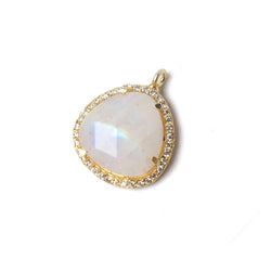 15x15mm Vermeil Bezeled CZ & Rainbow Moonstone Heart Pendant 1 piece (ONLINE ORDER ONLY)