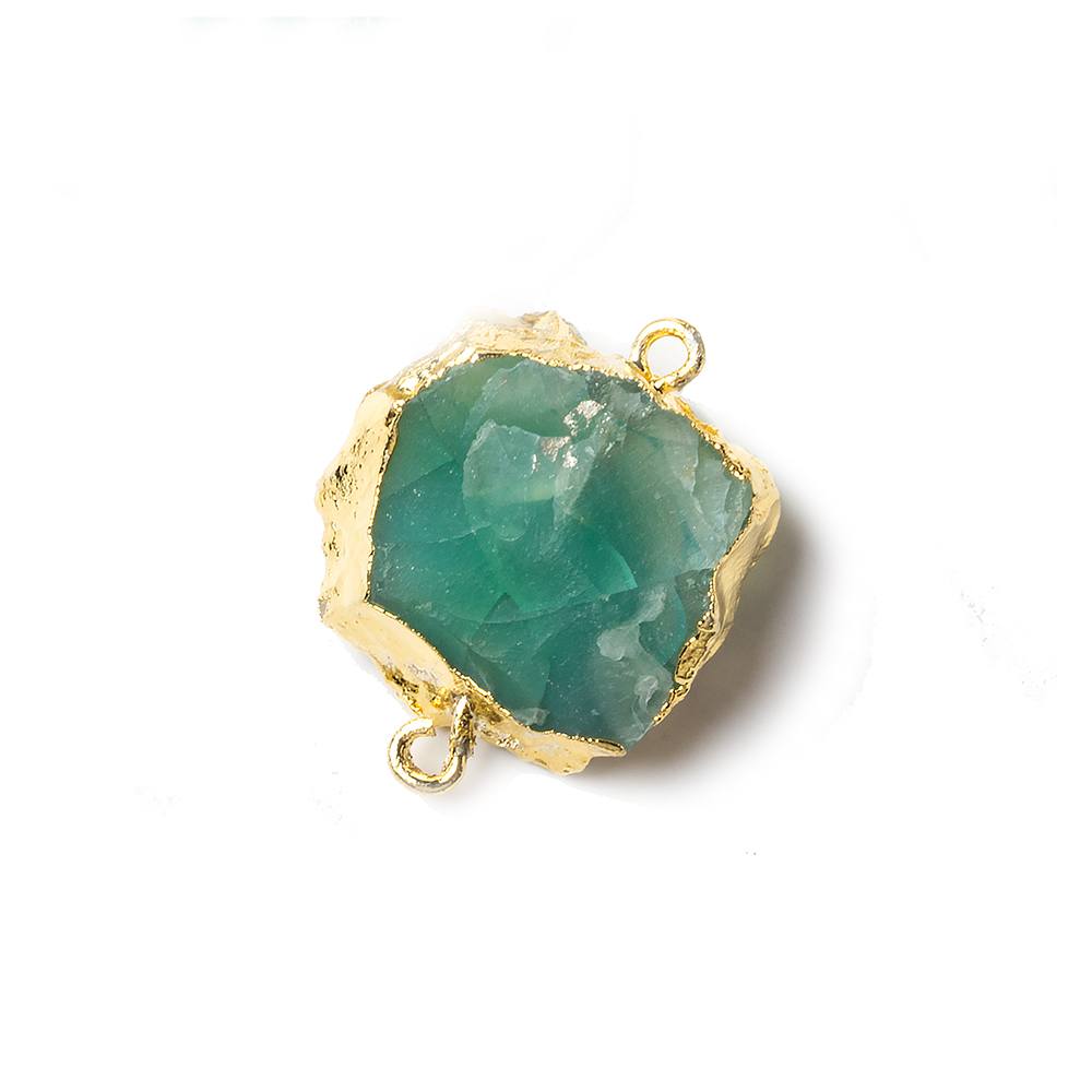 15x15mm Gold leafed Kelly Green Agate Hammer Faceted Square Connector 1 piece (ONLINE ORDER ONLY)