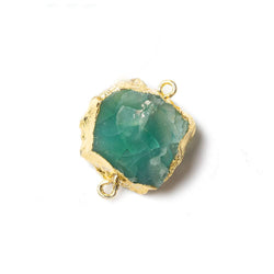15x15mm Gold leafed Kelly Green Agate Hammer Faceted Square Connector 1 piece (ONLINE ORDER ONLY)