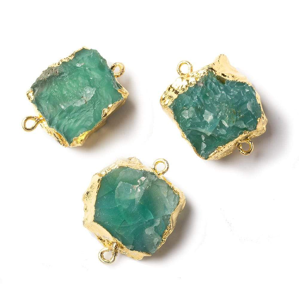15x15mm Gold leafed Kelly Green Agate Hammer Faceted Square Connector 1 piece (ONLINE ORDER ONLY)