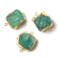 15x15mm Gold leafed Kelly Green Agate Hammer Faceted Square Connector 1 piece (ONLINE ORDER ONLY)