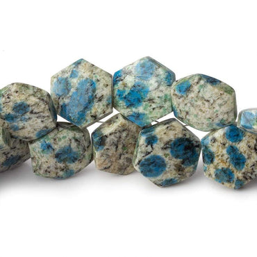 15x15mm  K2 Azurite Granite "K2 Jasper" plain hexagon beads 8 inch 31 beads (ONLINE ORDER ONLY)