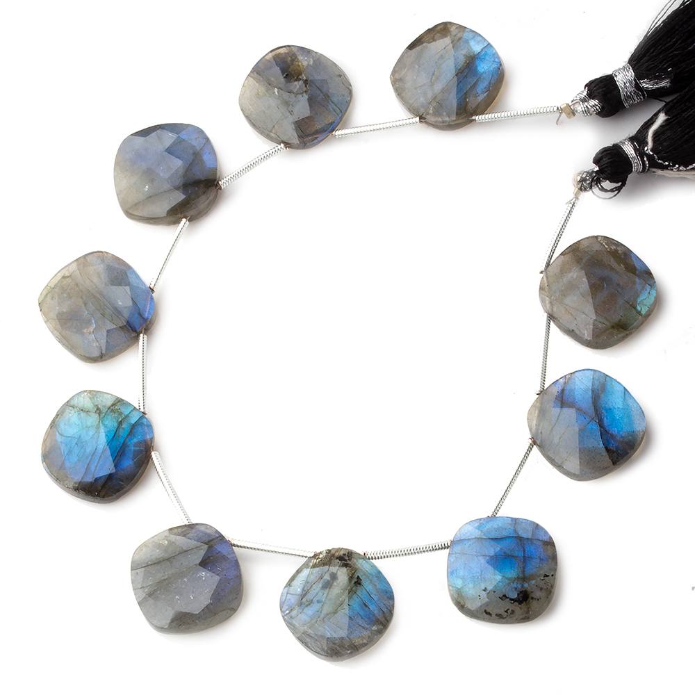 15x15mm Labradorite Faceted Cushion Beads 8 inch 9 pieces (ONLINE ORDER ONLY)