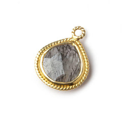 15x15mm Vermeil Rope Bezel Tourmalinated Quartz heart Pendant 1 piece (ONLINE ORDER ONLY)