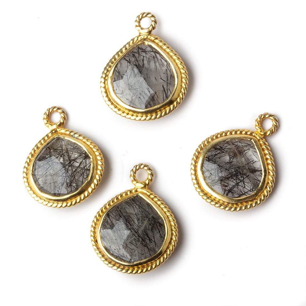 15x15mm Vermeil Rope Bezel Tourmalinated Quartz heart Pendant 1 piece (ONLINE ORDER ONLY)