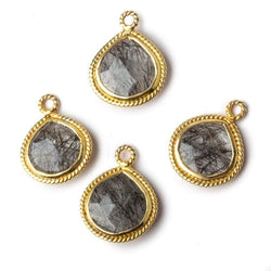 15x15mm Vermeil Rope Bezel Tourmalinated Quartz heart Pendant 1 piece (ONLINE ORDER ONLY)