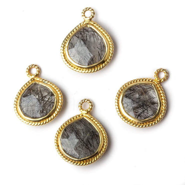 15x15mm Vermeil Rope Bezel Tourmalinated Quartz heart Pendant 1 piece (ONLINE ORDER ONLY)