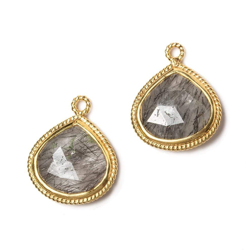 15x15mm Vermeil Rope Bezel Tourmalinated Quartz heart Pendant 1 piece (ONLINE ORDER ONLY)