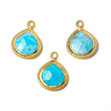 15x15mm Vermeil Rope Bezel Turquoise Howlite heart Pendant 1 piece (ONLINE ORDER ONLY)