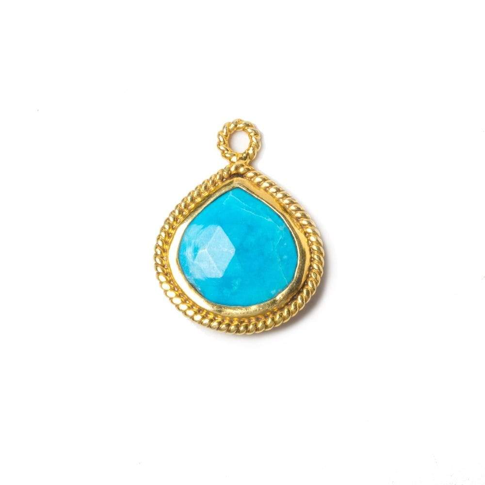 15x15mm Vermeil Rope Bezel Turquoise Howlite heart Pendant 1 piece (ONLINE ORDER ONLY)