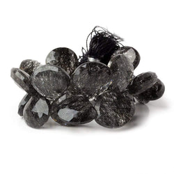 15x16-17x18mm Black Tourmalinated Quartz faceted hearts 6 inch 22 beads AAA (ONLINE ORDER ONLY)