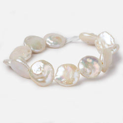 15x17mm Large Hole Off White Coin Freshwater Pearls 8 inch 12 pieces (ONLINE ORDER ONLY)
