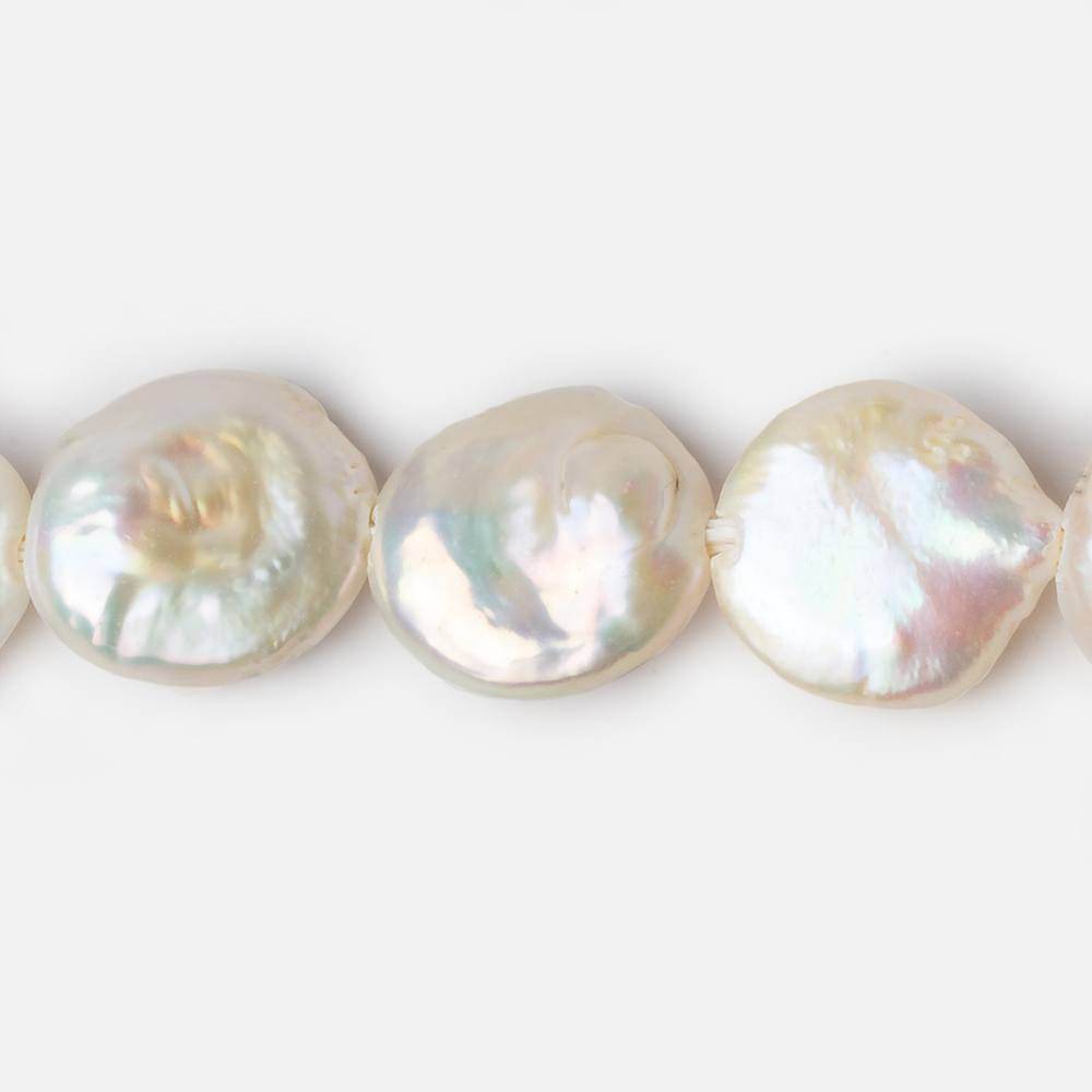 15x17mm Large Hole Off White Coin Freshwater Pearls 8 inch 12 pieces (ONLINE ORDER ONLY)