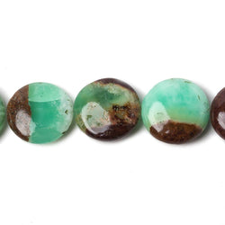 15x5mm Chrysoprase & Matrix plain coin beads 8 inch 13 pieces (ONLINE ORDER ONLY)