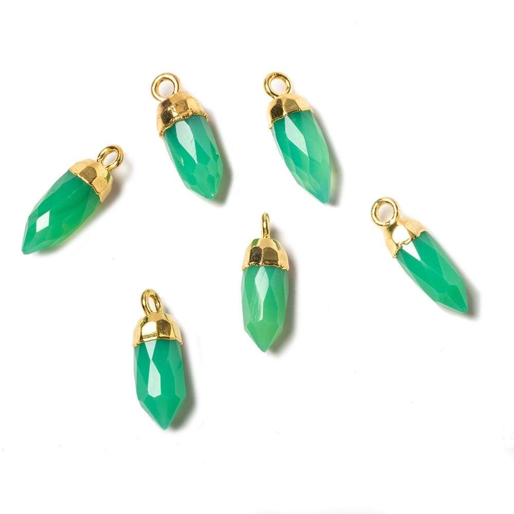 15x5mm Gold Leafed Citrus Green Onyx Spike Pendants 1 piece (ONLINE ORDER ONLY)