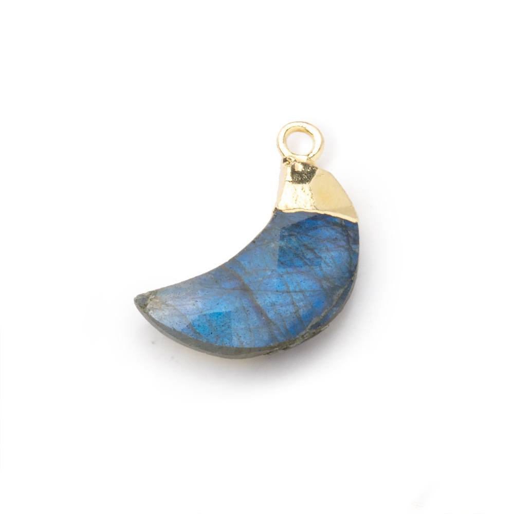 15x5mm Gold Leafed Labradorite Faceted Crescent Moon Focal Pendant 1 piece (ONLINE ORDER ONLY)