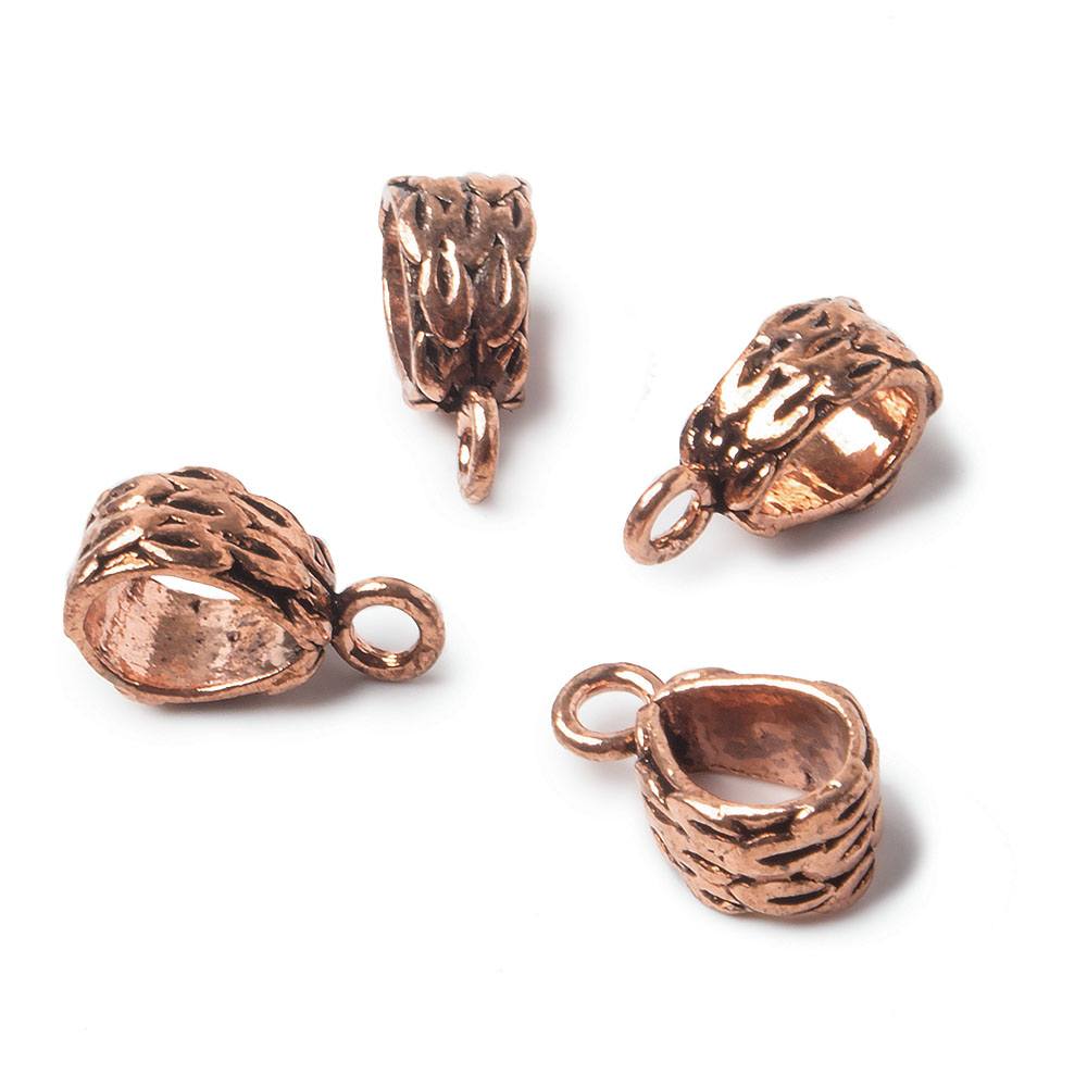 15x7mm Copper Bail with Bark Pattern Set of 4 (ONLINE ORDER ONLY)