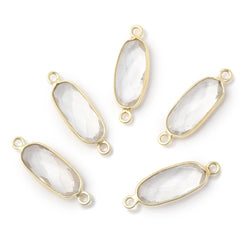 15x7mm Vermeil Bezel Crystal Quartz Elongated Oval 1 Connector (ONLINE ORDER ONLY)