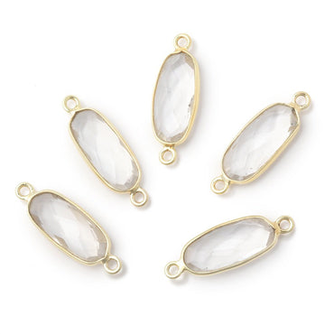 15x7mm Vermeil Bezel Crystal Quartz Elongated Oval 1 Connector (ONLINE ORDER ONLY)