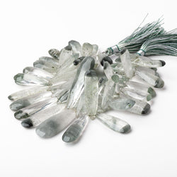 15x8-40x11mm Moss Quartz Faceted Pear Beads 7 inch 59 pieces AA (ONLINE ORDER ONLY)