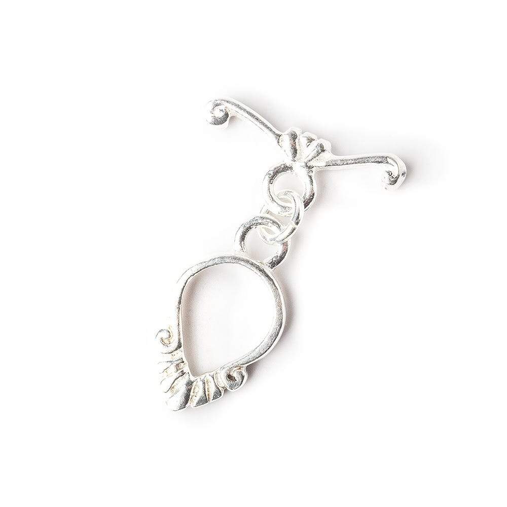 15x8mm Sterling Silver Toggle Fluted Pear Design 1 piece (ONLINE ORDER ONLY)