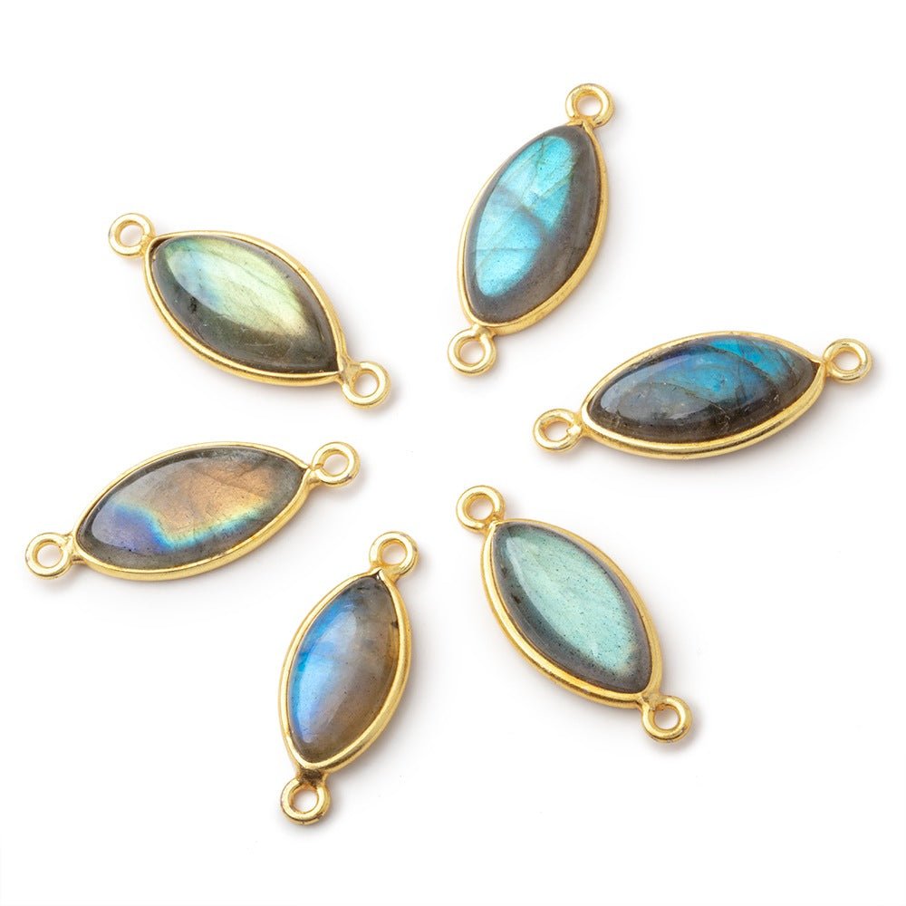 15x9-18x10mm Vermeil Bezel Labradorite Marquise Cabochon 1 Connector (ONLINE ORDER ONLY)