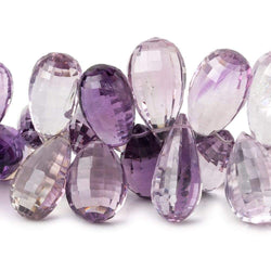 15x9-20x11mm Amethyst, Pink Amethyst & Crystal Quartz Faceted Tear Drop Beads 45 pcs (ONLINE ORDER ONLY)