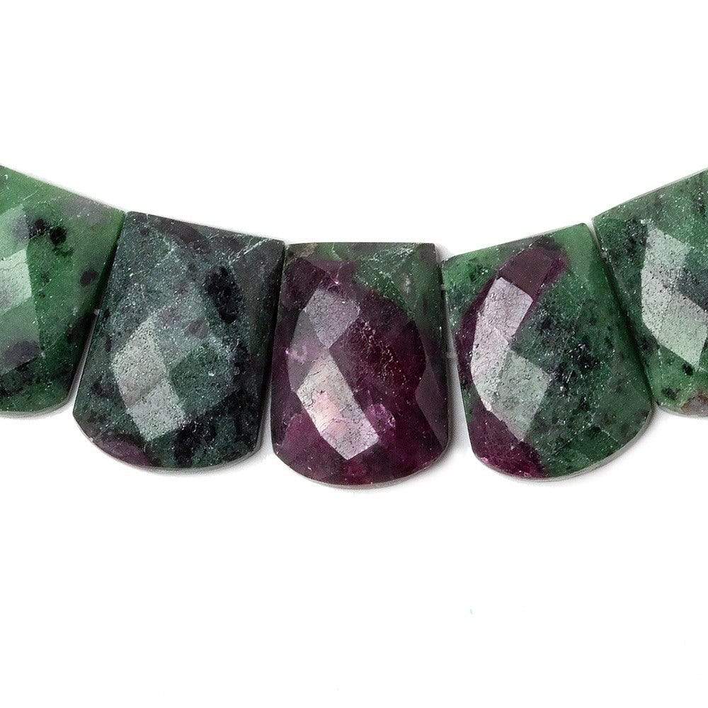 15x9-20x15mm Ruby in Zoisite double drilled faceted fancy shape collar 35 beads (ONLINE ORDER ONLY)
