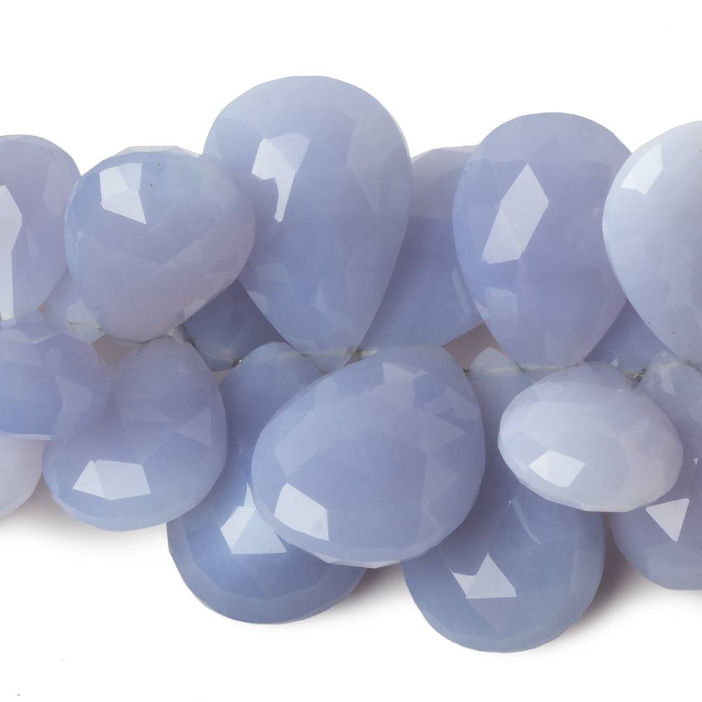 15x9 - 30x21mm Turkish Blue Chalcedony Faceted Pear Beads 6.5 inch 39 pieces AAA Grade (ONLINE ORDER ONLY)