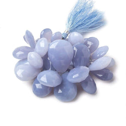 15x9 - 30x21mm Turkish Blue Chalcedony Faceted Pear Beads 6.5 inch 39 pieces AAA Grade (ONLINE ORDER ONLY)