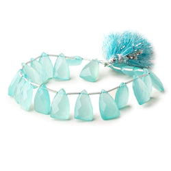 15x9mm Seafoam Blue Chalcedony top drilled faceted points 8 inch 22 beads (ONLINE ORDER ONLY)