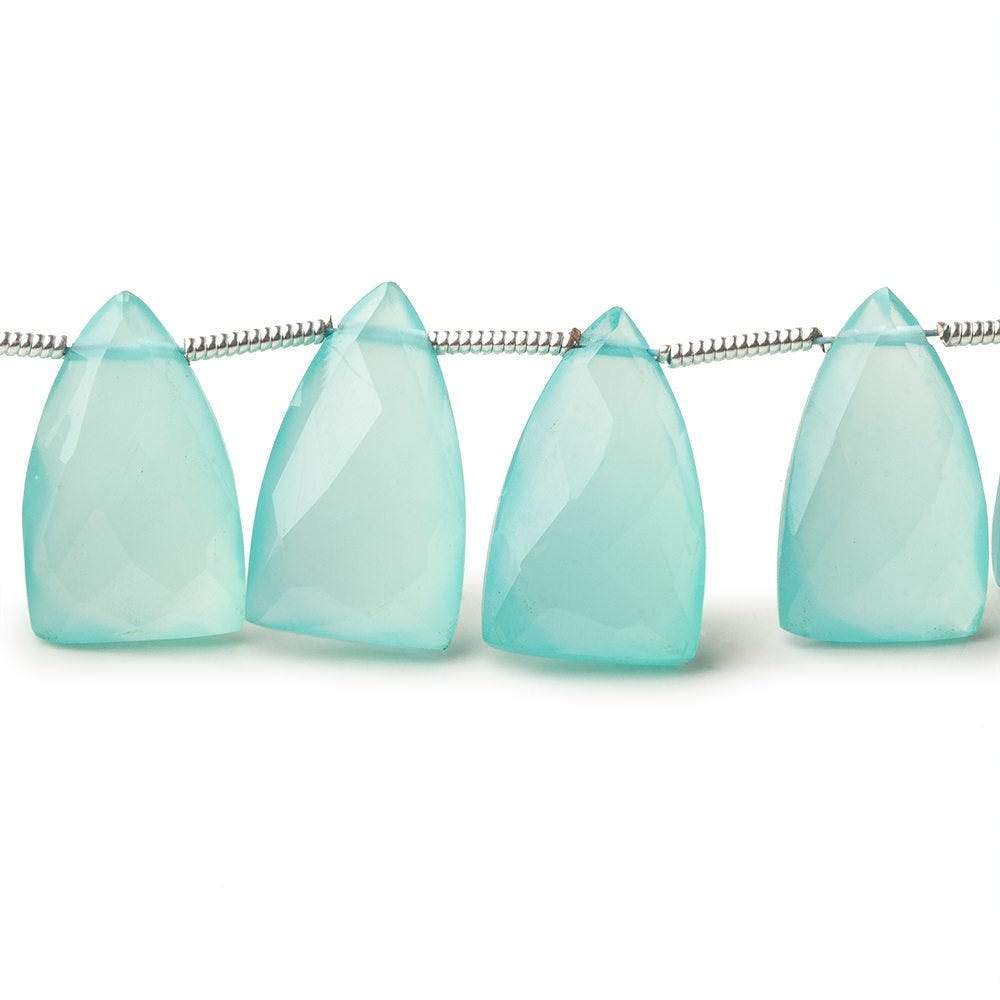 15x9mm Seafoam Blue Chalcedony top drilled faceted points 8 inch 22 beads (ONLINE ORDER ONLY)