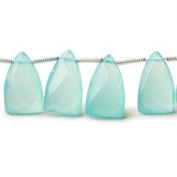15x9mm Seafoam Blue Chalcedony top drilled faceted points 8 inch 22 beads (ONLINE ORDER ONLY)