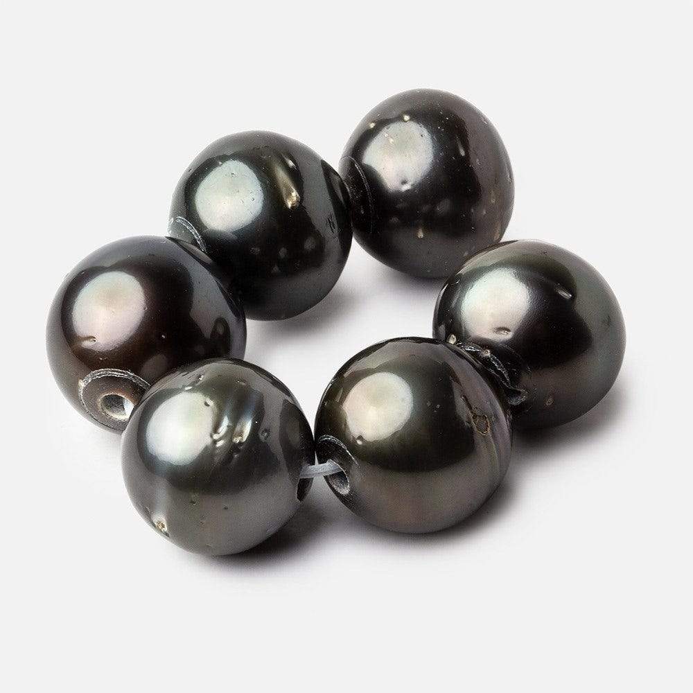 16-17mm Silver Peacock Tahitian Large Hole Saltwater Pearls 4 inch 6 pieces (ONLINE ORDER ONLY)