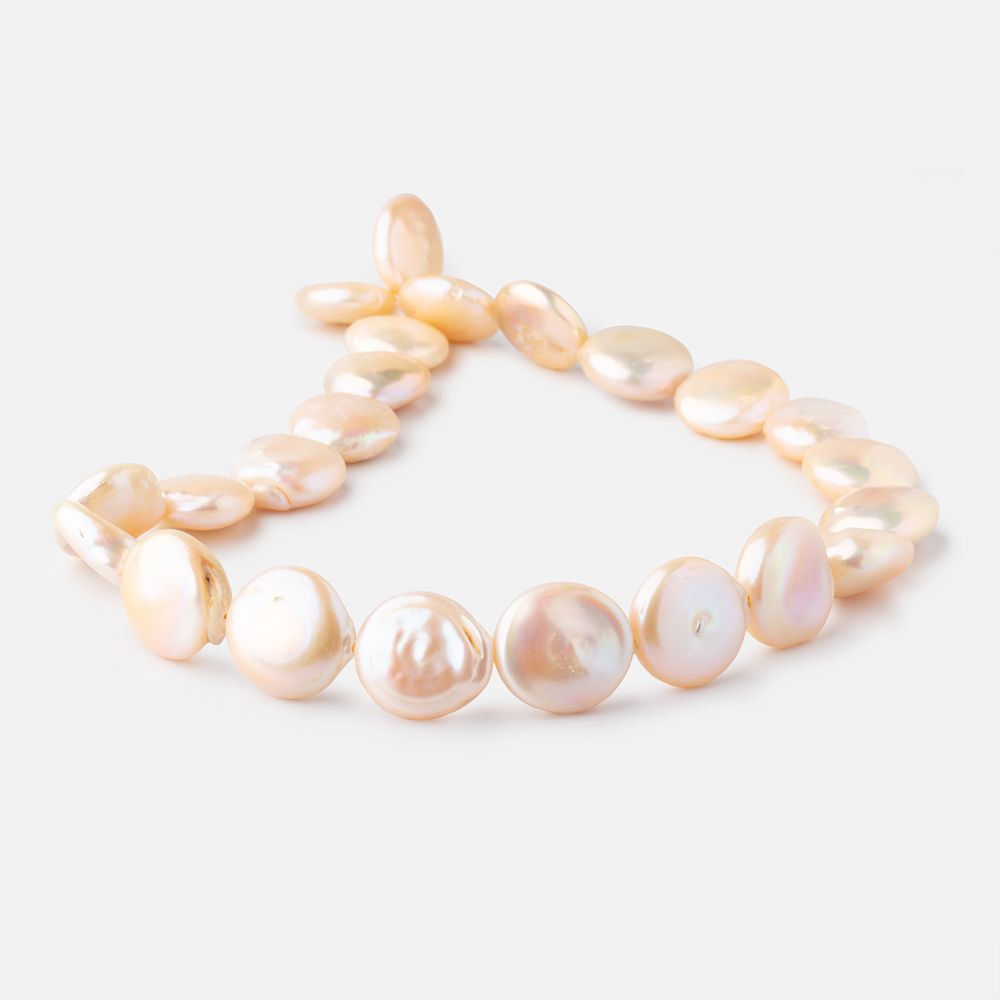 16-17mm Soft Peach Coin Freshwater Pearls 15.5 inch 23 pieces (ONLINE ORDER ONLY)