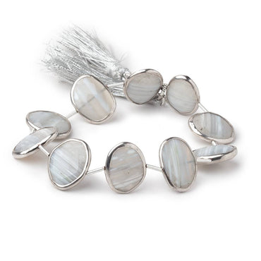 16-17mm Sterling Silver Bezel Banded Agate Faceted Nuggets 7 inch 10 Beads (ONLINE ORDER ONLY)