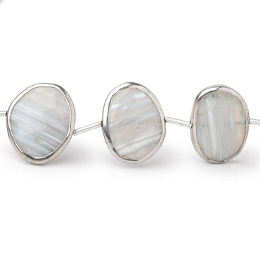 16-17mm Sterling Silver Bezel Banded Agate Faceted Nuggets 7 inch 10 Beads (ONLINE ORDER ONLY)